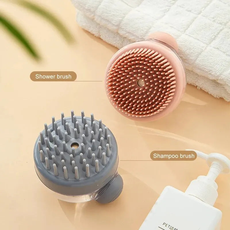 Pet Bath Brush With Shampoo Dispenser