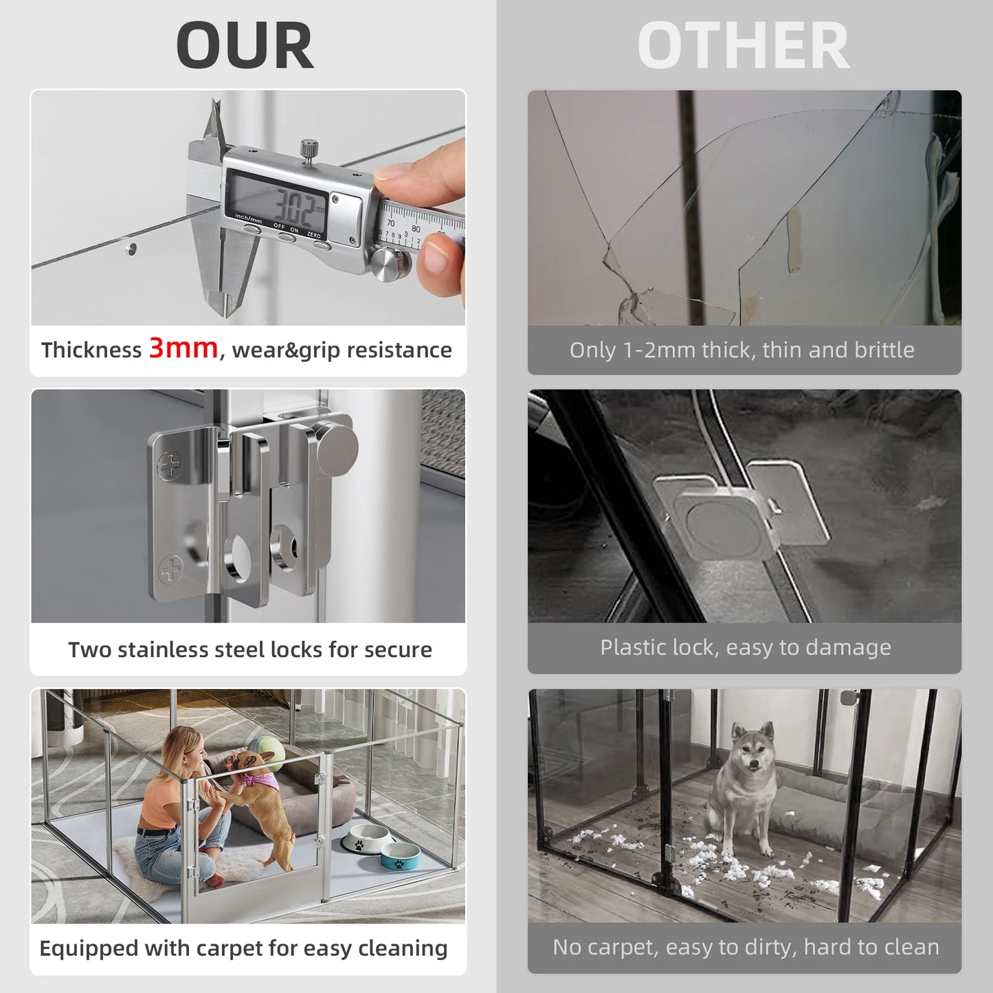 7-Panel Acrylic Pet Playpen & Whelping Box