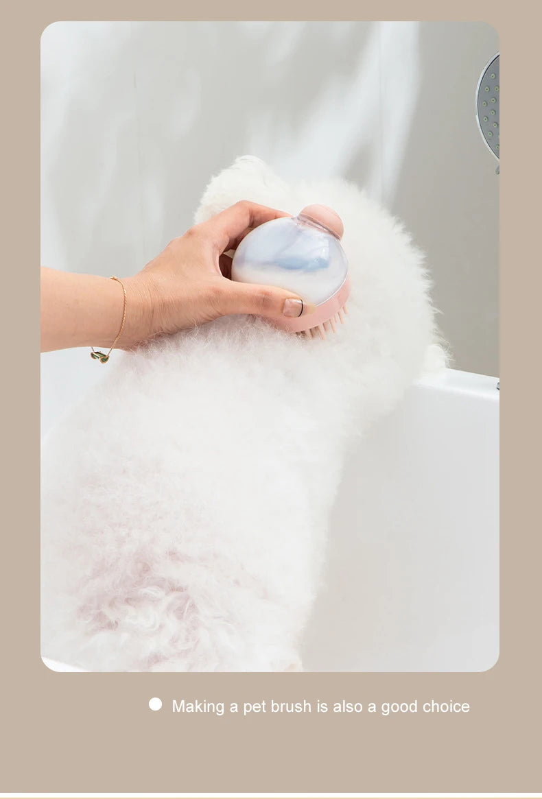 Pet Bath Brush With Shampoo Dispenser