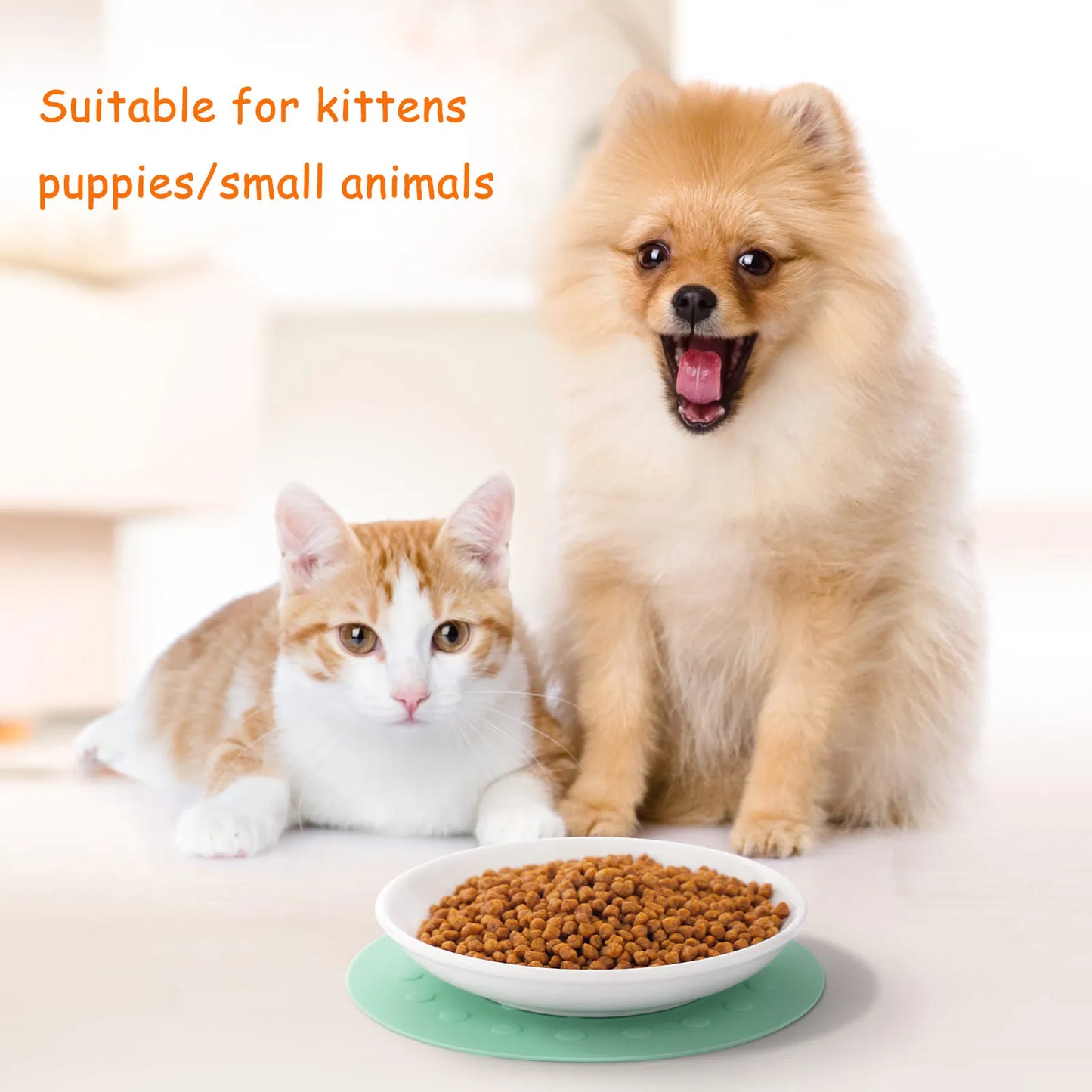 Ceramic 6-Pieces Set Pet Food Bowls and Mats