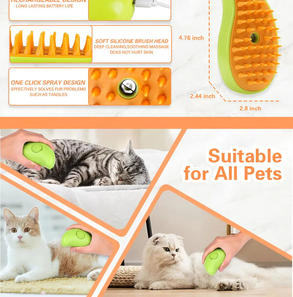 Steam Sprayer Electric Brush for Massaging and Grooming (Cat - Dog)