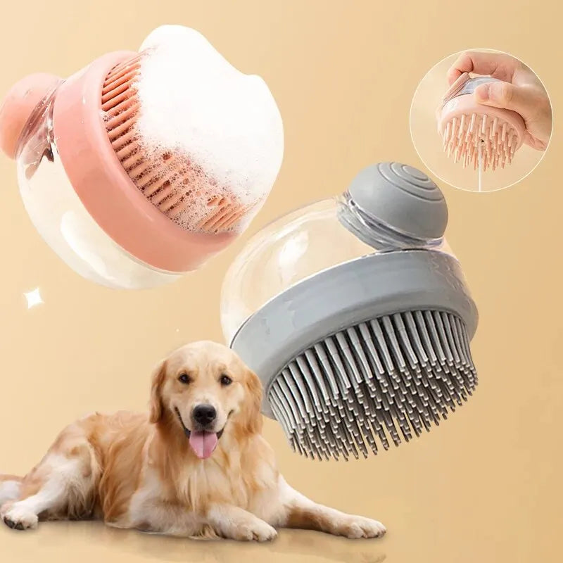 Pet Bath Brush With Shampoo Dispenser