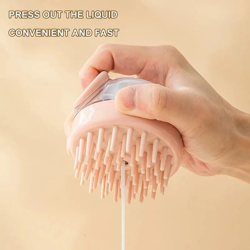 Pet Bath Brush With Shampoo Dispenser