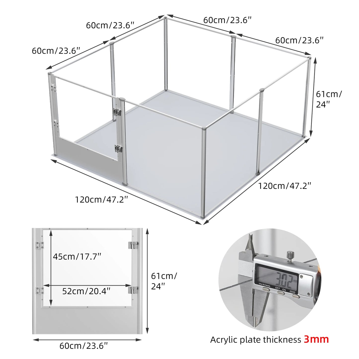 7-Panel Acrylic Pet Playpen & Whelping Box